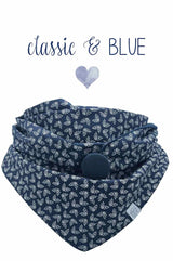 Kuscheltuch wishproject Halstuch Damen aus Blauer Baumwolle , flauschig gefüttert mit Baumwollnicki, Dreieckstuch mit Knopf, wie Loop aber viel praktischer, made with Love, fair wear, sustainable, handmade by wishproject