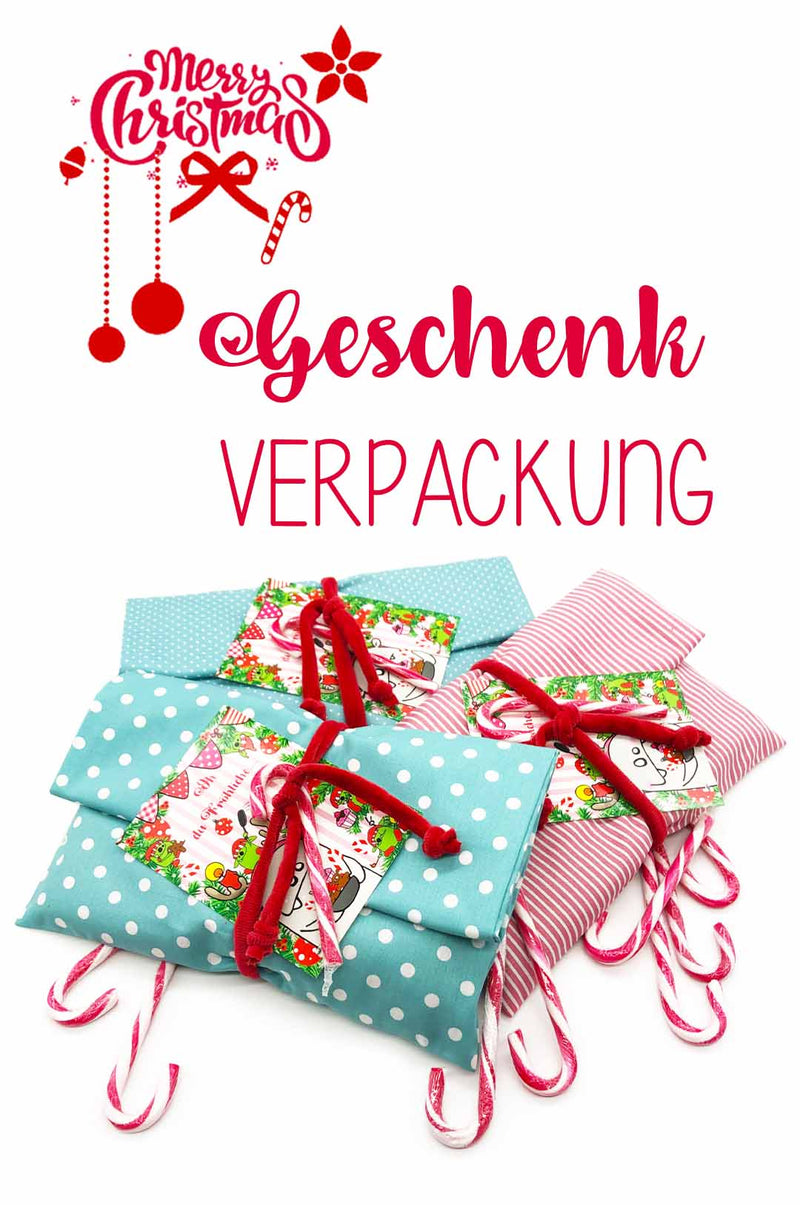 Geschenkverpackung Stoffbeutel und Zuckerstange